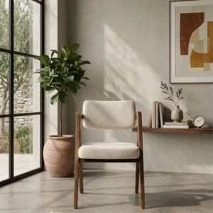 Natural Wood Upholstered Accent Chair