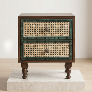 Verona Cane Bedside Table | Solid Wood Nightstand  by nest living