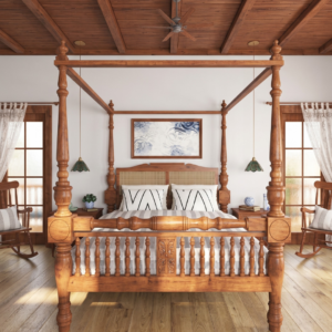 Royal Poster Bed | Solid Wood Canopy Bed  by nest living