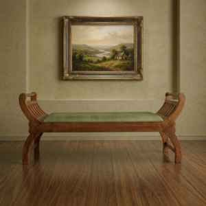 Nest Living Aranya Curved Bench | Solid Wood Upholstered End-of-Bed Bench